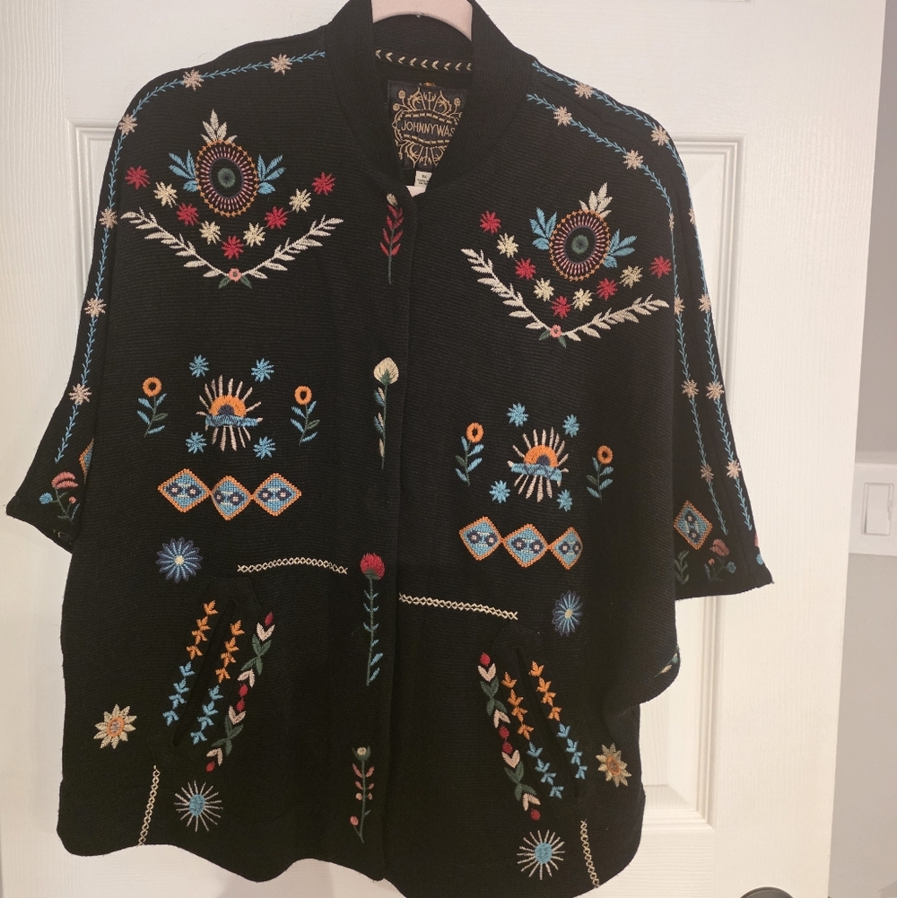 Johnny Was Joisy Poncho Xs Black Has Pockets!!